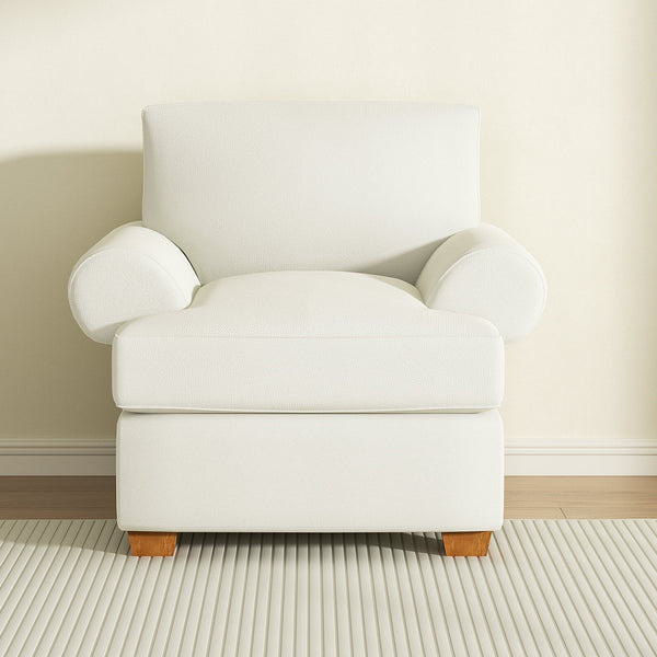 Vebreda Comfy Upholstered Single Sofa Chair for Living Room and Bedroom, White