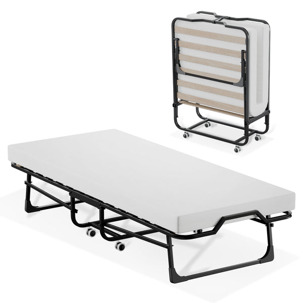 Vebreda Extra Guest Folding Bed with Memory Foam Mattress , Beige