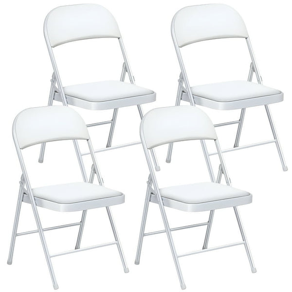 Vebreda Folding Chair Vinyl Padded Seat Metal Frame Home Office, White, 4 pack