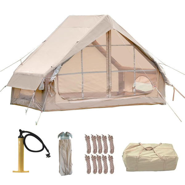Inflatable 4 to 6 Person Glamping Tent with Pump and Mesh Windows