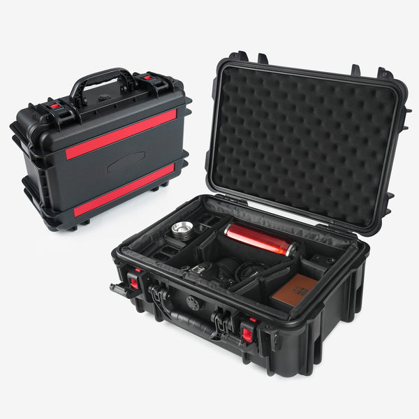 Waterproof Hard Case with Lid Storage Box and Dividers - Black Plastic Precision Instrument Case