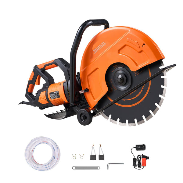 Electric Concrete Saw, 16 in, 3200 W 15 A Motor Circular Saw Cutter with Max. 6 in Adjustable Cutting Depth, Wet Disk Saw Cutter Includes Water Line, Pump and Blade, for Stone, Brick