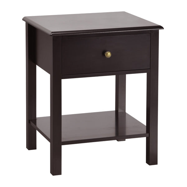 Vebreda Nightstand End Table with Drawer and Shelf Brown