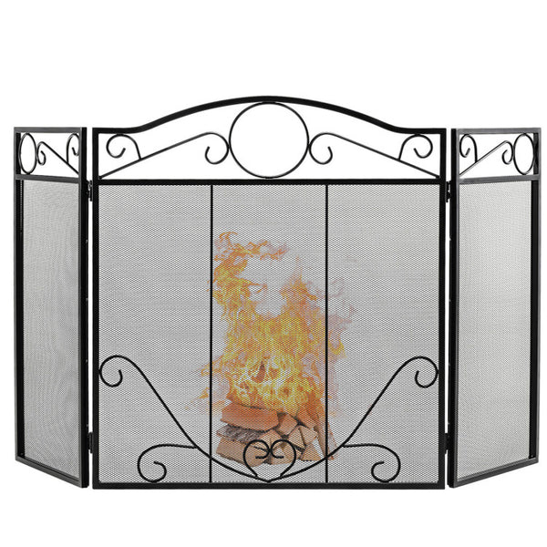 Vebreda 3-Panel Freestanding Fireplace Screen Folded Fire Doors