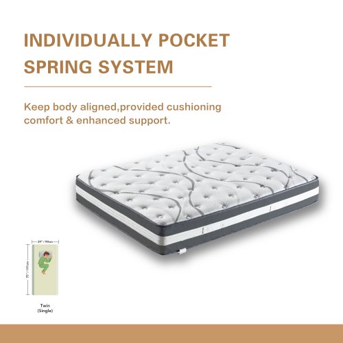 12in Hybrid Pocket Spring Mattress-QUEEN